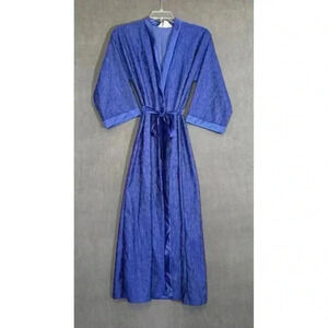 Vintage Reasa Martin Electric Blue Robe Long Sleeve Pocket Old Hollywood USA